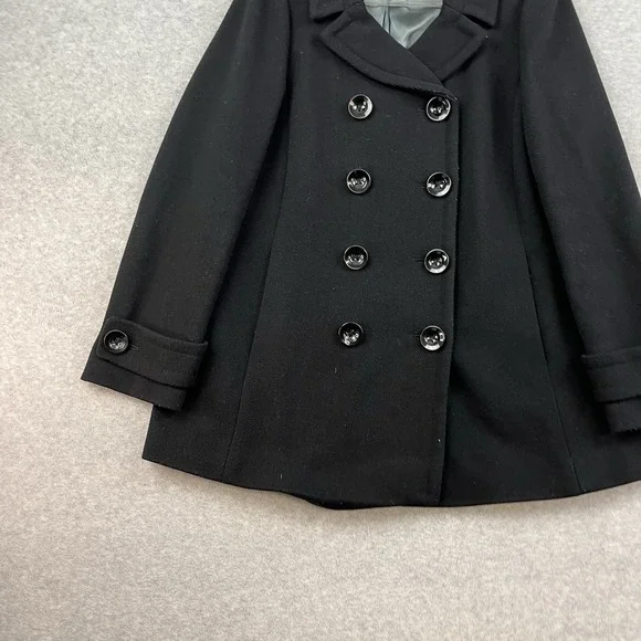 J. Crew Women's Coat Double Breasted Pea Coat‎ Wool Size 12 Black Jacket - Picture 2 of 8